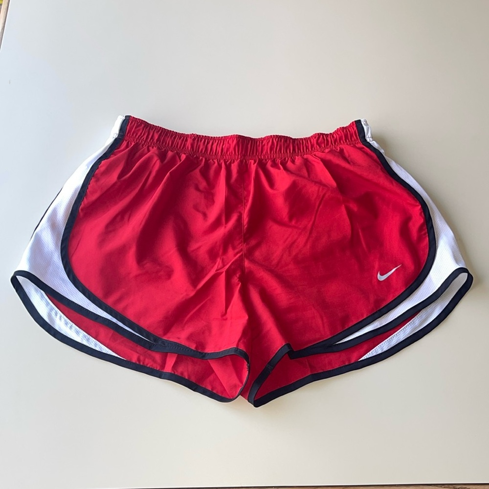 Nike Dri-Fit Tempo Running Shorts in Red with Black Trim & White Mesh